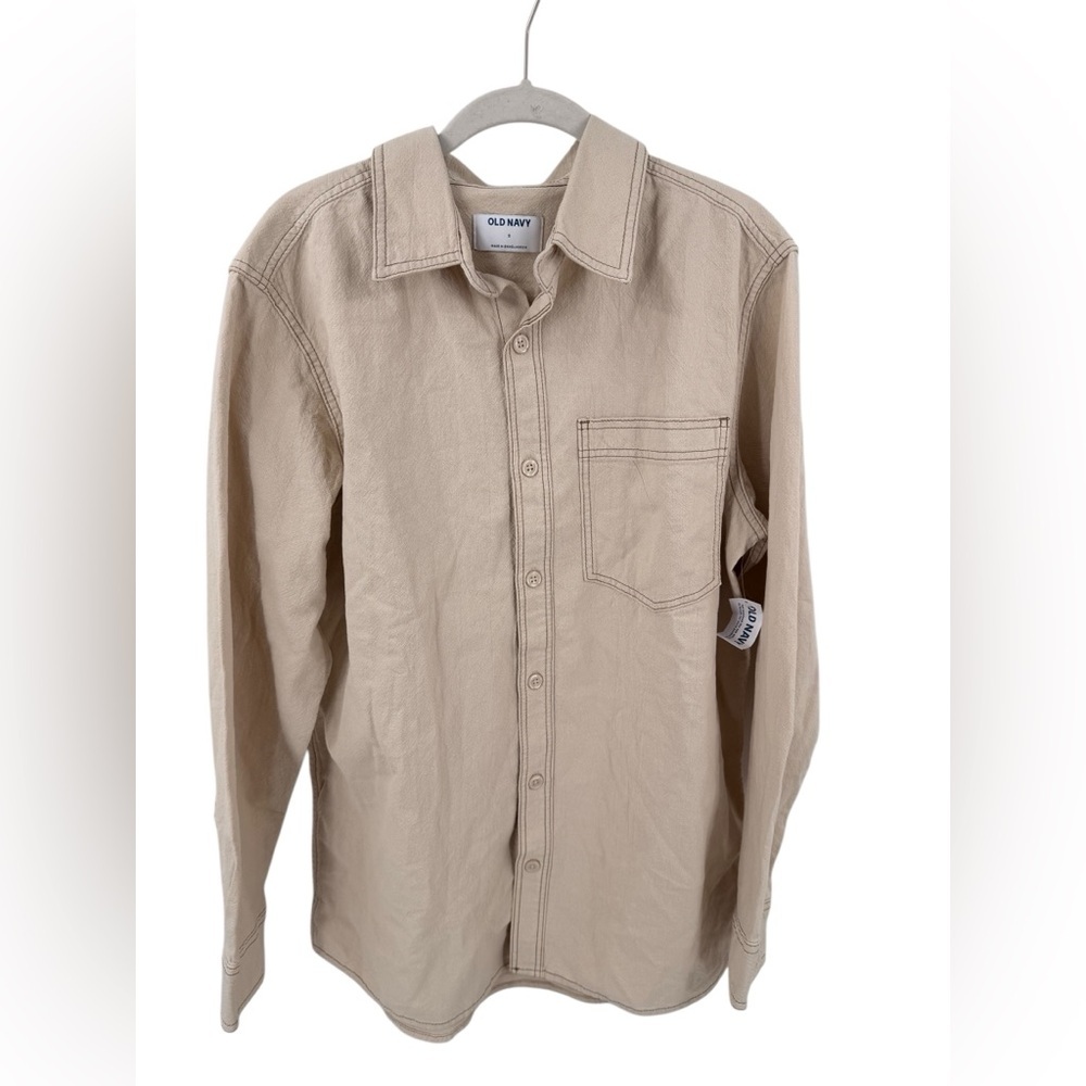 Old Navy Workwear Denim Shirt Men Small Heavy Cotton Button Up Long Sleeve NEW